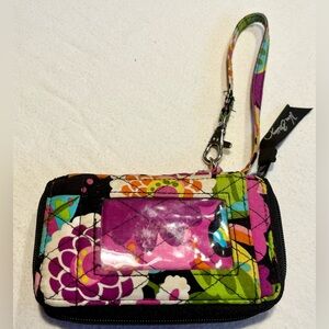 Vera Bradley Floral Wristlet in Black and Pink